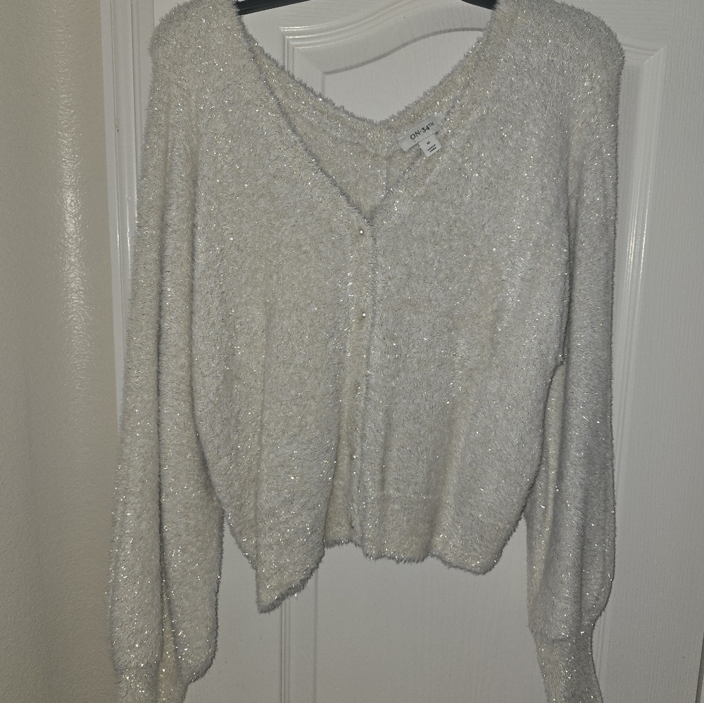 White Fuzzy Cardigan